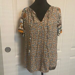 Chic Multicolor V-Neck Women's Blouse